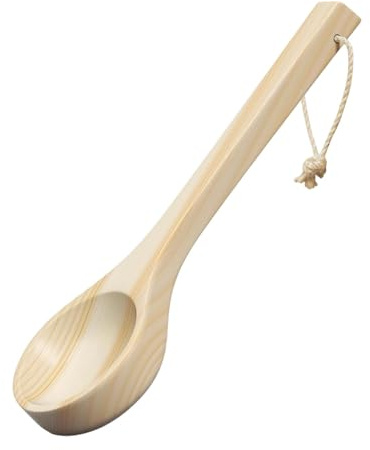 Harilla Cuillère de Sauna en Bois, Fournitures de Bain, Cuillère Ergonomique et Polyvalente, Portable, pour Sels de Douche, Louche de Sauna, Accessoire de Bien-être et SPA
