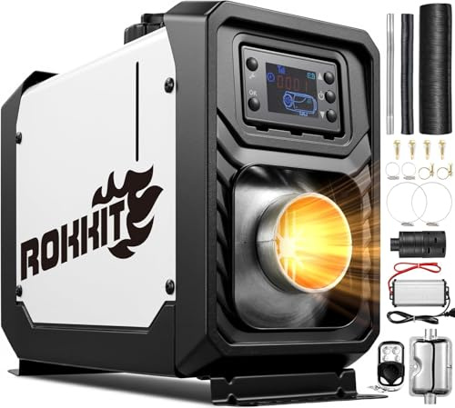 [2026 Version] ROKKIT 8KW Diesel Heater, 110V/12V All-in-One Diesel Air Heater, Portable Diesel Heater with LCD Monitor & Remote, Fast Heating Low Noise Diesel Parking Heater for Tent, Car, RV, Camper