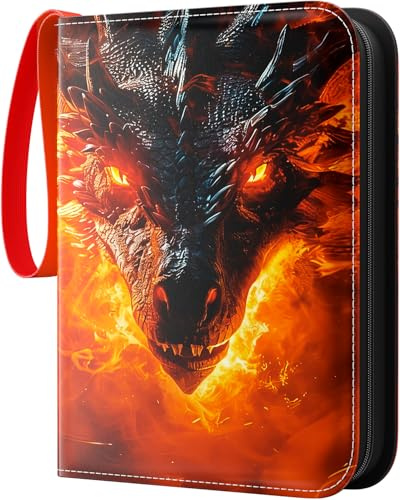Trading Card Binder 4 Pocket, Waterproof PU 400Pockets Card Holder, Portable Zippered Collectible Game Card Albums Gifts for Boys and Girls, Trading Card Album for MTG/TCG/Card Holder Gift
