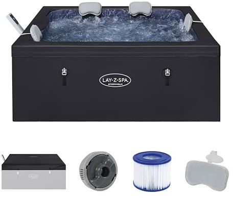 Bestway Lay-Z-Spa Stockholm AirJet Jacuzzi à économie d'énergie 164 x 164 cm – Piscine Intelligente pour 6 Personnes avec contrôle par Application, Chauffage à 40 °C, Isolation ThermaCore et 140 Jets