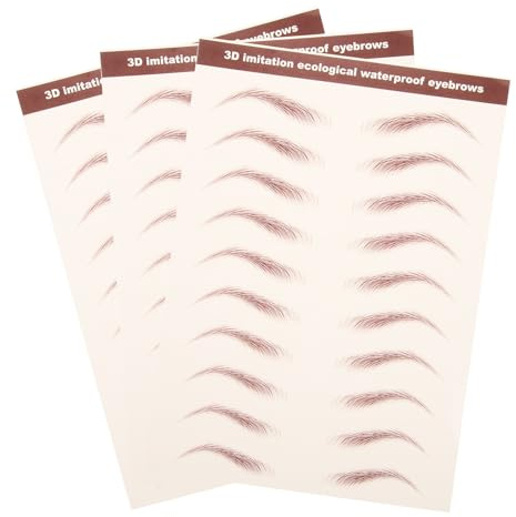 PACKOVE Adesivi per Sopracciglia Realistici 3d Impermeabili 3 Fogli 10 Paia per Trucco Naturale e Facile Modellatura Sopracciglia in Adesivo Resistente All'acqua