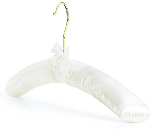 Hangerworld 4 Gepolsterte Kleiderbügel mit Satinbezug in Elfenbein, Bügelbreite 43 cm, mit goldfarbenem um 360° drehbarem Haken, ideal für Blusen, Kleider, Oberteile und andere Kleidungsstücke
