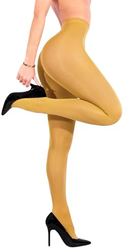 sofsy Collant Femme en Microfibre Opaque – Collant Femme Indéchirable de 40 deniers Gold Doré - Small