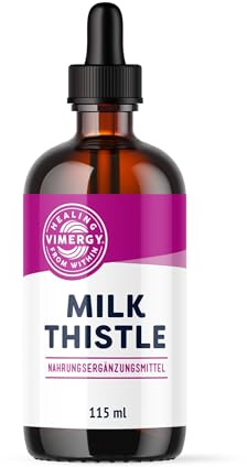 Vimergy Chardon Marie Liquide, 57 Portions – Gouttes de Chardon-Marie – Chardon-Marie Teinture à la Glycérite – Complément Végétalien – Sans Sucre ni Liant – Sans OGM et sans Gluten (115 ml)