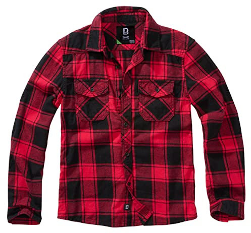 Brandit Kids Check Shirt Long Sleeve, Farbe: red/Black, Größe: L 146