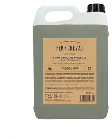 Fer à Cheval - Véritable Savon de Marseille Liquide - Sans Conservateur, et Hypoallergénique, il est Doux pour la Peau des plus Sensibles (OLIVE, 5L)