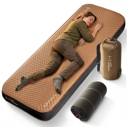 Lost Horizon Air & Foam Camping Mattress, Self-Inflating Sleeping Pad, 4.5 Thick, with Pump Sack, Single
