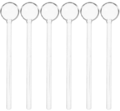 Angoily glasskedar 6 st. teskedar av glas långa kaffeskedar kristall klart glas te- omrörare- espresso- skedar kaffesked stång blandningssked för Home Bar Party – 12,9 cm