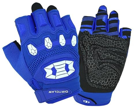 Seibertron Dirtclaw ungdom BMX MX ATV MTB Road Racing mountainbike cykel cykling off-road/dirt bike gel vadderad anti-glid palm fingerlösa handskar motorcykel motocross sporthandskar blå XL