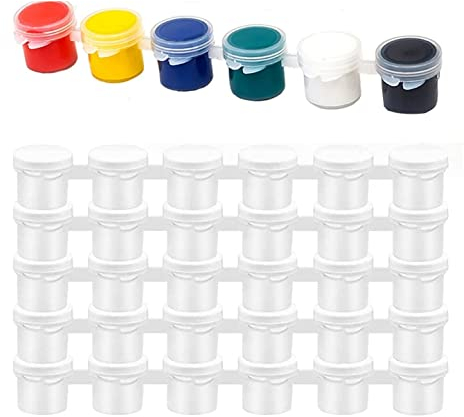 Kiuiom Strisce di Vernice Vuote,Vasi di Vernice Vuoti,Mini Vasi per Pittura con Coperchi,30 Barattoli Barattoli Pittura Contenitori Vuoti 15ml per Bambini Pittura e Arte Contenitori