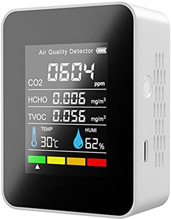 Orton Compteur de CO2 numérique 5 en 1 testeur de température et d'humidité Détecteur de dioxyde de carbone Moniteur de qualité de l'air TVOC HCHO Analyseur-B