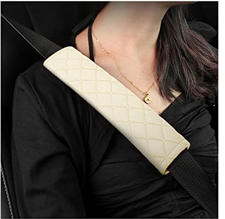 Protettore per cintura di sicurezza dell'auto, 2 pezzi Cuscinetto morbido e confortevole per cintura di sicurezza, compatibile con tutte le auto, per adulti e bambini (Beige)
