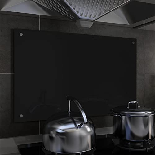 ARKEM Protección Salpicaduras Cocina Vidrio Templado Negro 80x50 cm Antisalpicaduras Cocina Salpicadero Cocina