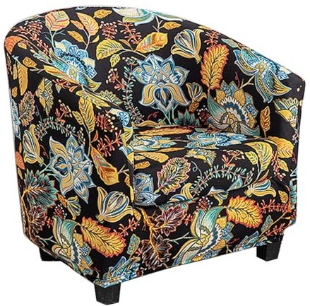 Meigeh Funda de Sillón Chesterfield Tullsta Elástica Funda de Sofa 1 Plaza Tub Chair Funda para Silla Club Cien Flores