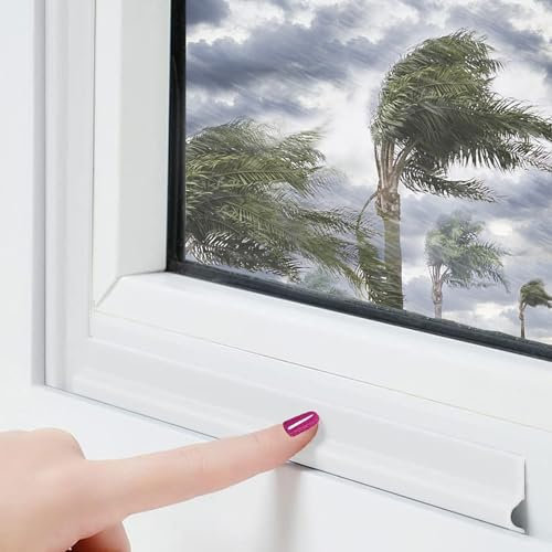 Window Draft Excluder, 6m/236in Draft Excluder for Windows Self-Adhesive Draught Excluder for Windows and Doors to Reduces Noise, Wind and Dust(White)