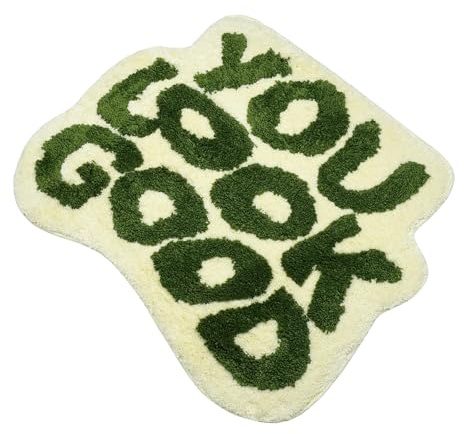 YOOCHUENG Badezimmerteppich Waschbar Spaß Badematte rutschfest,Kreativität Lustig Badvorleger Mittlerer Stapel Duschvorleger für Badewannen Dusche Zimmer Schlafzimmer, 54x64 cm Grün