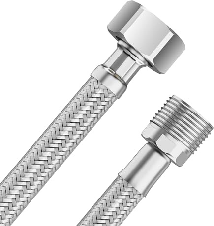 Tubo flessibile 3/8 Femmina x 3/8 Maschio 100 cm, tubo di collegamento, tubo flessibile per rubinetto, valvola ad angolo, lavandino, cucina, bagno WC,Lavatrice，304 Acciaio Inossidabile