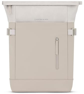 Kapten & Son Rucksack Aarhus Oyster 14 L | Rucksack Damen & Herren Beige | Rolltop mit 14 Laptopfach | Backpack ideal für Reisen, City, Uni, Arbeit | wasserabweisend
