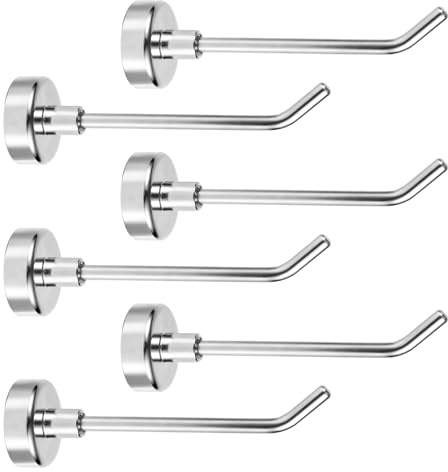 6 St Stora Magnetkrokar, 1 kg 7,1 cm Långa Kraftiga Magnetkrokar Starka Magnetiska Kryssningshängare för Kryssningsfartyg Garage Kök Kylskåp (Silver)
