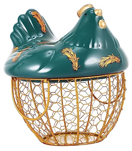 KOCKSHION 1pieza Canasta De Huevos De Estilo Campestre Tapa Forma De Gallina Organizador Decorativo para Almacenamiento De Snacks y Frutas Accesorio Práctico para Cocinas Rústicas