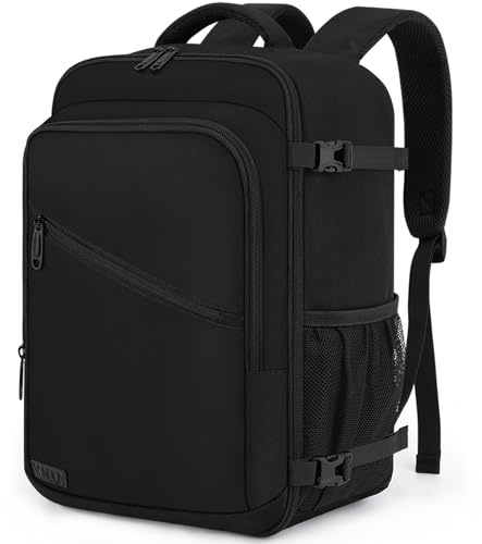 VSNOON for NEW Ryanair Cabin Bags 40x30x20 Underseat, 25L Travel Backpack Hand Luggage Carry-on Airplanes Flight Bag, 40x30x20 Cabin Bag for Travelling Casual Daypack for Ryan Wizz Air, Black