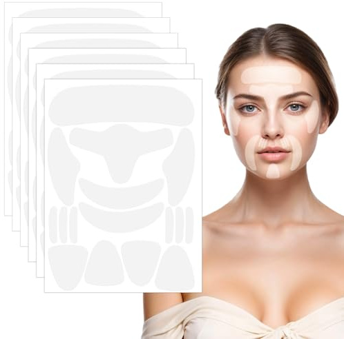 Heclia Lot de 96 bandes adhésives en silicone anti-rides pour le visage pendant la nuit pour lèvres, front, rides, autocollants pour tous les types de peau