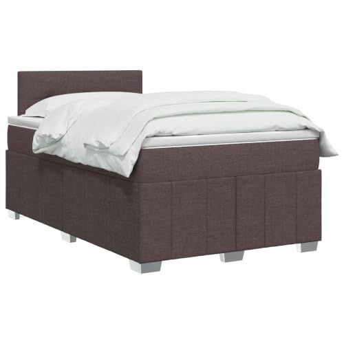 vidaXL Lit boxspring avec Matelas Marron foncé 120 x 200 cm Tissu, Boxspring Moderne, tête de lit réglable, Matelas Ferme, Sommeil Confortable, Meuble déco stylé