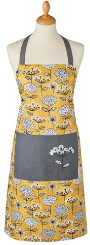 Cooksmart Women's Cotton Kitchen Apron, Retro Meadow Design | 100% cotton fabric, practical pockets, comfortable fit, suitable for cooking, baking and everyday kitchen tasks