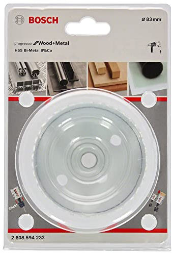 BOSCH Bi-Metal Hole Saw (for Wood and Metals, 8% Cobalt Alloy, Progressive Tooth Design, Ø 83 mm, Accessory Drills)