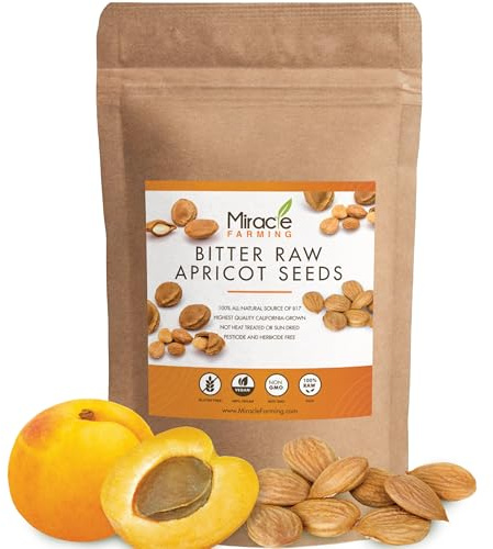 Bitter Apricot Seeds/Kernels, California USA Grown, Non GMO, Vegan, Raw & Large, The Best Natural Source of Vitamin B17, In a Resealable Pouch (1LB)