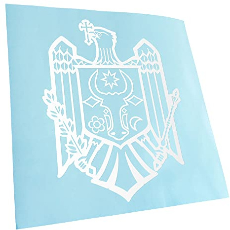 Kiwistar - Autocollant - blason Moldavie - 40 x 32 cm - blanc - G40 - Pour voitures, vélos, véhicules, motos, cyclomoteurs, tuning, vitres arrière