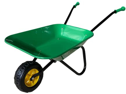 ASC Brouette en métal pour enfant Vert/noir – Jouet, ferme, jardinage