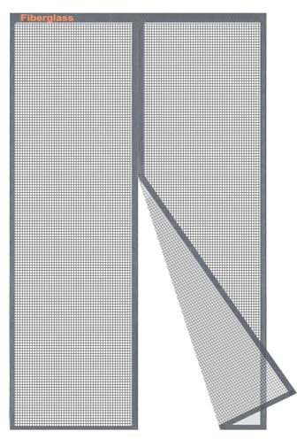 Risareyi Mosquitera Puerta Magnética 80x200cm en Fibra de Vidrio, Gris - Cortina Mosquitera Puerta Exterior con Imanes, Transpirables, Antimosquitos, para Balcon Patio Corredera
