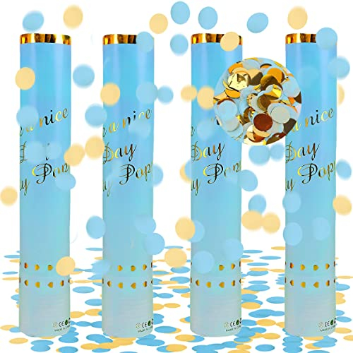 XiXiRan Tubi Matrimonio 4pcs Coriandolo Spara Cannone Compleanno Popper, Tubo Sparacoriandoli Blu