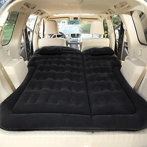 Vinteky SUV Materasso gonfiabile per auto da campeggio, materasso portatile per auto con 2 cuscini, pompa ad aria elettrica, sedile posteriore allungato, viaggio e esterno per camion (Nero)