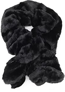 QUEEN HELENA Sciarpa Calda Scollo Morbida Invernale con Pelo Peluche Girocollo Pelosa Donna SC01 (Nero)