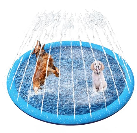 YAUNGEL Hundepool, 150 cm, Planschbecken für Hunde, 0.55mm Verdickt Anti-Rutsch Matte Hund Faltbarer Langlebig Splash Pad für Sommer, Garten
