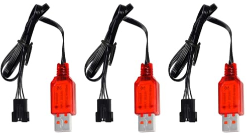 ZYGY 3PCS 7.4V SM-4P plug USB Charging Cable for DE36W DE65 HM202 EC08 EC16 DE85 RC Model Car Buggy M416 Electric Gel Ball Blaster Battery Charger