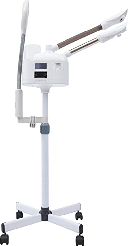 Vaporizzatore viso 3 in 1 Ozono vapore viso Lampada con LED lente d'ingrandimento, Sauna facciale pulizia viso, Dispositivo a vapore,Evaporatore Intelligente touch screen, salon spa professionale.