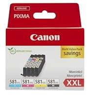 Canon CLI-581XXL Lot de 4 Cartouches d'encre Authentiques à Haut rendement (Noir, Cyan, Magenta, Jaune) – Carton Multipack