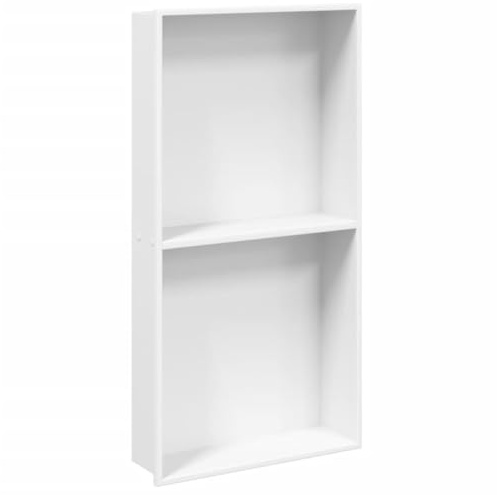 vidaXL Shower Niche Wall Recessed Shelf - White Stainless Steel, 32 x 62 x 9 cm, Ample Storage, Easy Maintenance, Multiple Room Installation