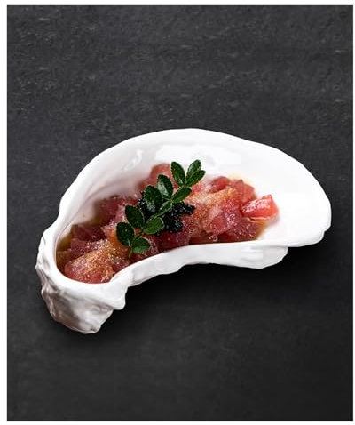 NEBE Plato de Merienda Contenedores de Bocadillos Plato de ostras, plato de caviar de erizo de mar de cerámica japonés creativo, guarnición de restaurante Bandeja de Refrigerios Platos De Postre(L)
