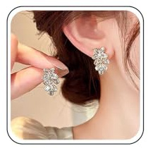 Cybche Orecchini Boho Cristallo Fiore Perno Oro Strass Foglia A Grappolo Fiore Cz Scintillante Foglia Di Cristallo Penzolare Matrimonio Lampadario Gioielli Per