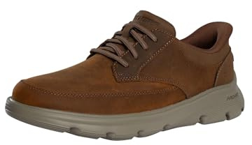 Skechers Arch Fit Garza Rowan - Sneaker Slip-on da Uomo, in Pelle/Sintetico, Marrone Scuro, Taglia 42