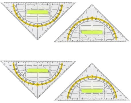 4 Stück Geodreieck aus Kunststoff, 16 cm, bruchsicher und transparent, Geodreieck Mit Griff,Transparent Flexibel zum Kreise Zeichnen,für Büro Designer Studenten Malerei