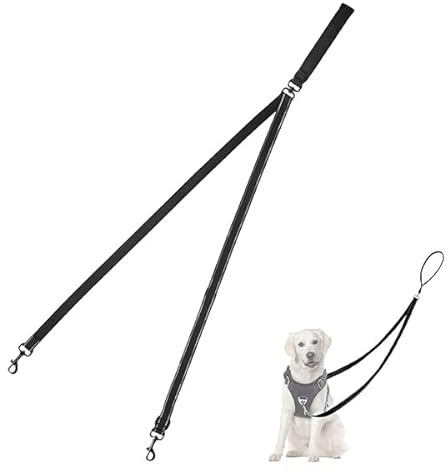 Dog Leads for Large Dogs, Black Dog Leads for Medium Dogs, Strong Double Ended Lead with Reflective Design Heavy Duty No Pull Training Leash for Medium to Large Puppy Walks Easy to Use