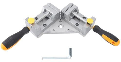 DUIMIMI Abrazadera de ángulo recto de 90 grados con doble asa para carpintería y enmarcación, abrazadera desmontable de aleación de aluminio para soldadura, espigado y ebanistería