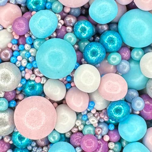 Scrumptious! - Pearls Mix - Stitch Cake Topper Sprinkles - 30g Edible Pearl Ball Stitch Cake Decorations - Shimmer Indigo, Purple, Blue, Aubergine & Pink Ohana Themed Cake Sprinkles