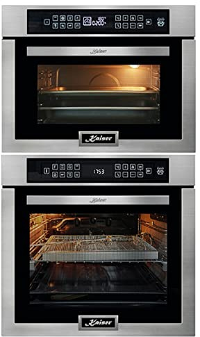 KAISER Set di forno da incasso, in acciaio inox, 86L 15 Fkt.+ forno a microonde, 45 cm EH 6306 N R+EH 6307 R con 1 estrattore telescopico