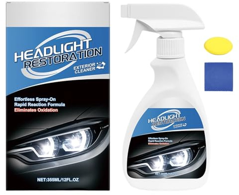 Genérico Kit de Restauración de Faros | Kit De Pulido Y Reparación De Faros | Spray Limpiador con Esponja Y Toalla - para Mantenimiento Y Detailing Nocturno De Vehículos